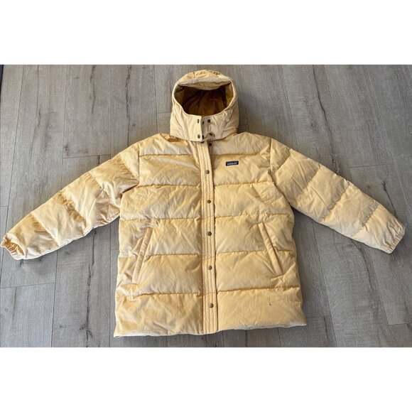 NWT Patagonia Womens Cotton Down Parka Size XL Beeswax Tan Removable Hood NWT - Picture 1 of 9
